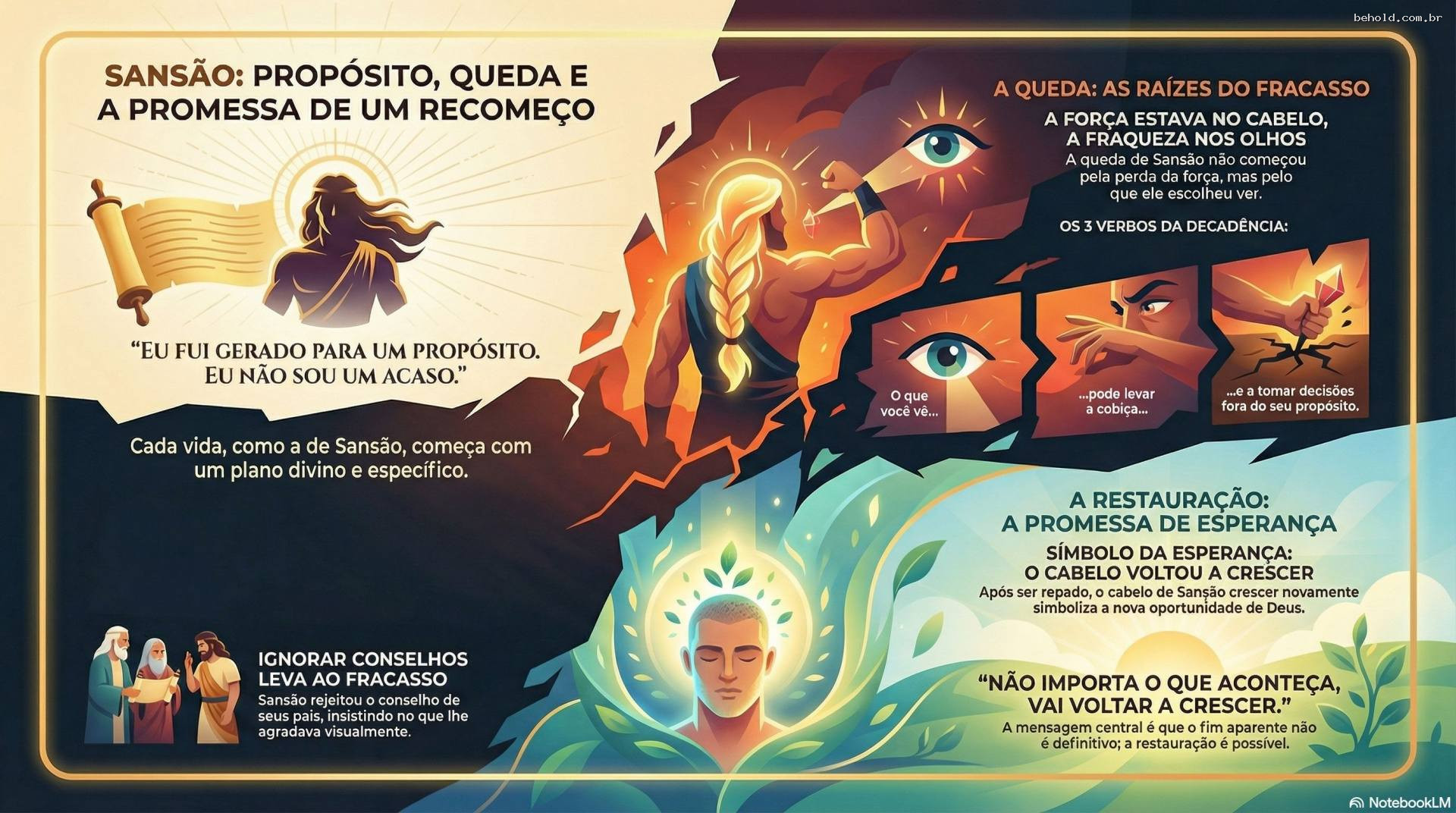 12. Lições da Vida de Sansão: Propósito Divino, a Armadilha do Olhar e a Esperança do Recomeço (Jz. 13-16; Sl. 139; Mt. 6:22)